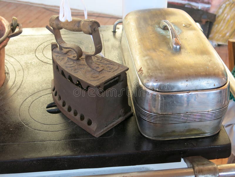 Antique Flat Iron Above the Old Kitchen Stove Stock Photo Image of