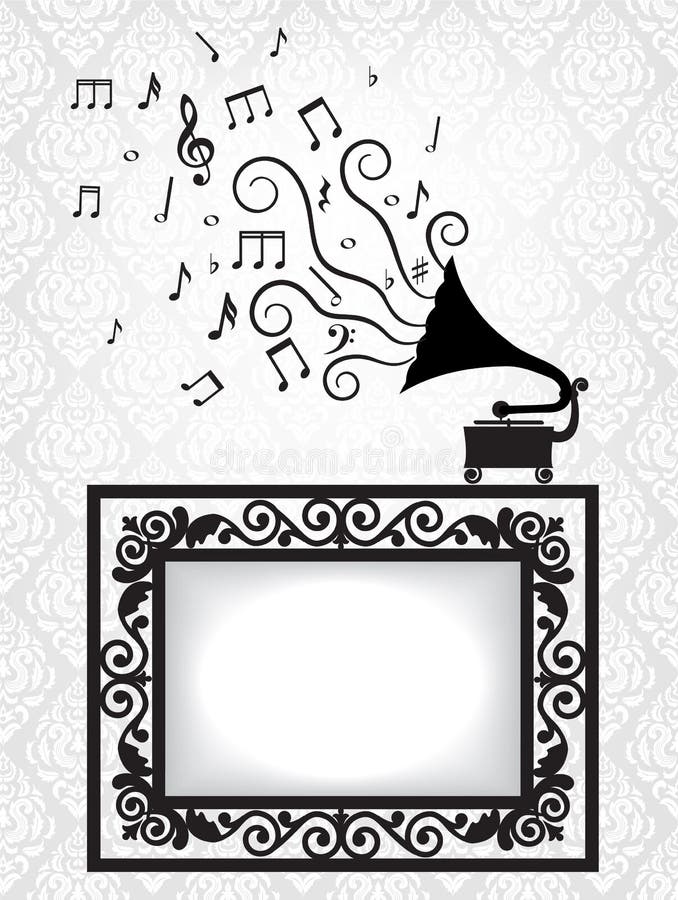 Antique frame and gramophone