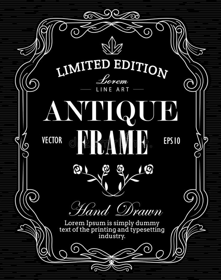 Antique Frame hand drawn label blackboard western vintage vector illustration