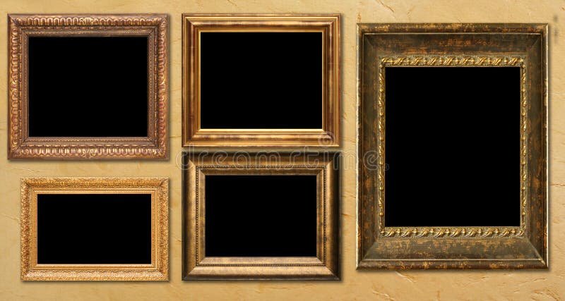 Gallery Wall with Old Frames Stock Image - Image of display, ornate ...