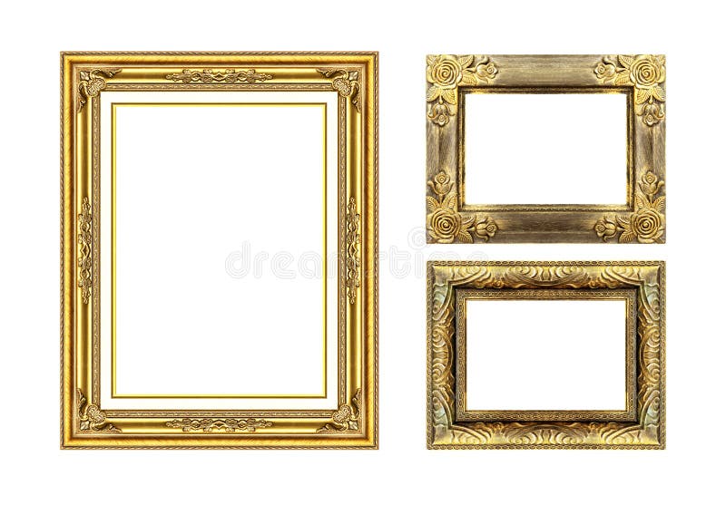Gold Frame Ancient Isolated on White Stock Photo Image of elegance
