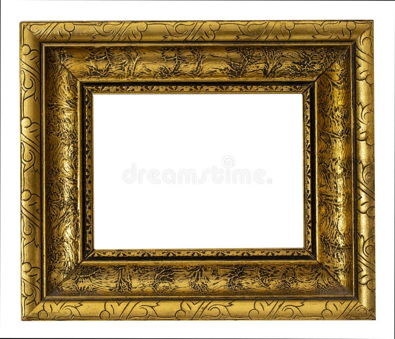 Antique Gold Frame on the White Background with Clipping Path Stock