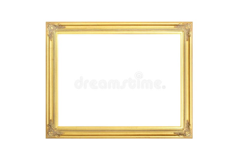 Antique golden picture frame isolated on white