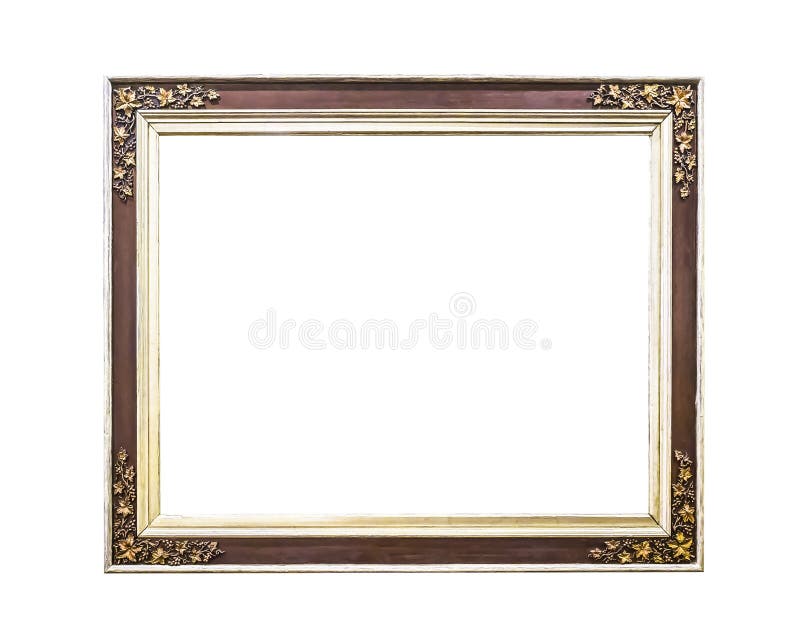 Antique golden wooden frame isolated stock images
