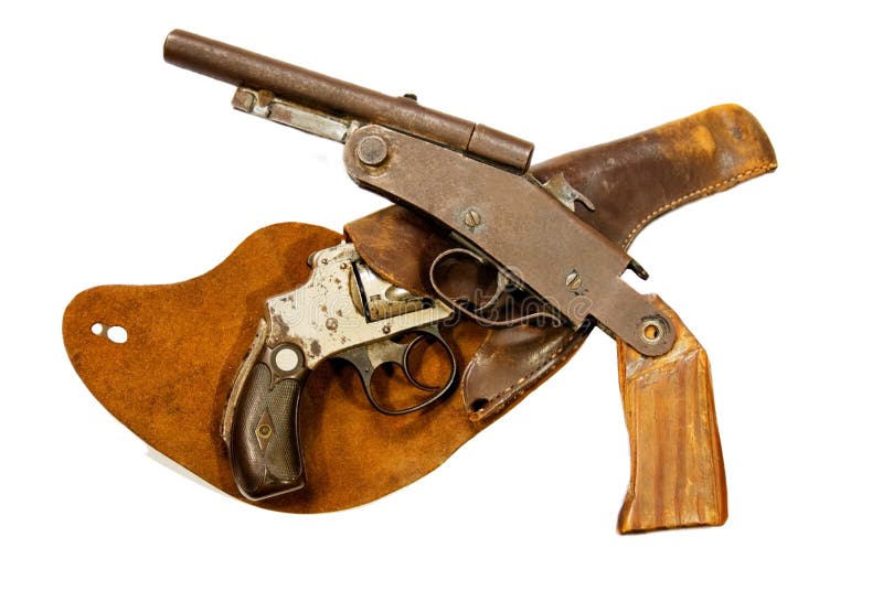 Antique Guns and Holster stock photos