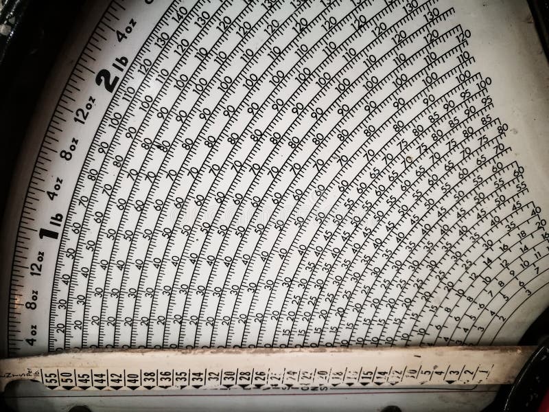 Antique hammond scales numbering in close up.