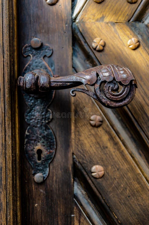 Antique Iron Door Handle from the Front Door Stock Image Image