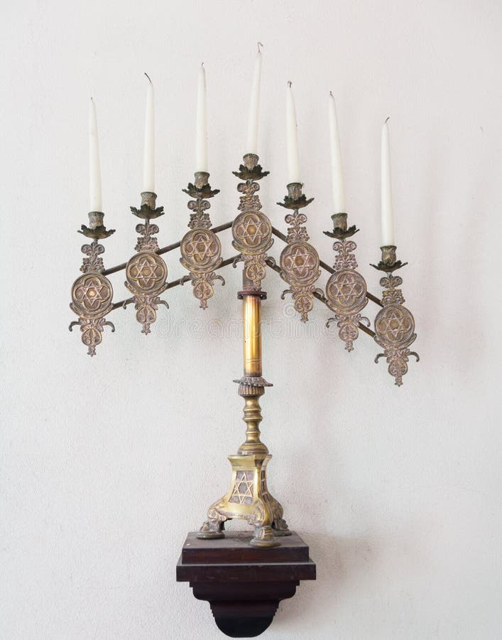 Antique jewish menorah stock image. Image of candles 45309657