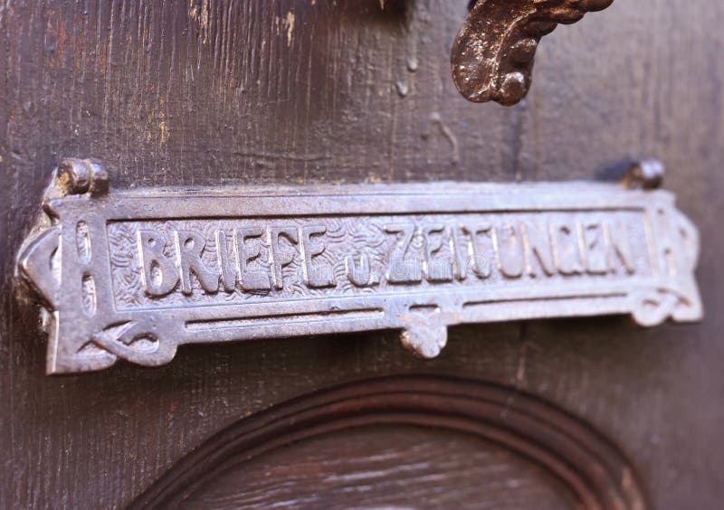 Antique Letter Slot in an Old Door. Stock Photo - Image of mailbox