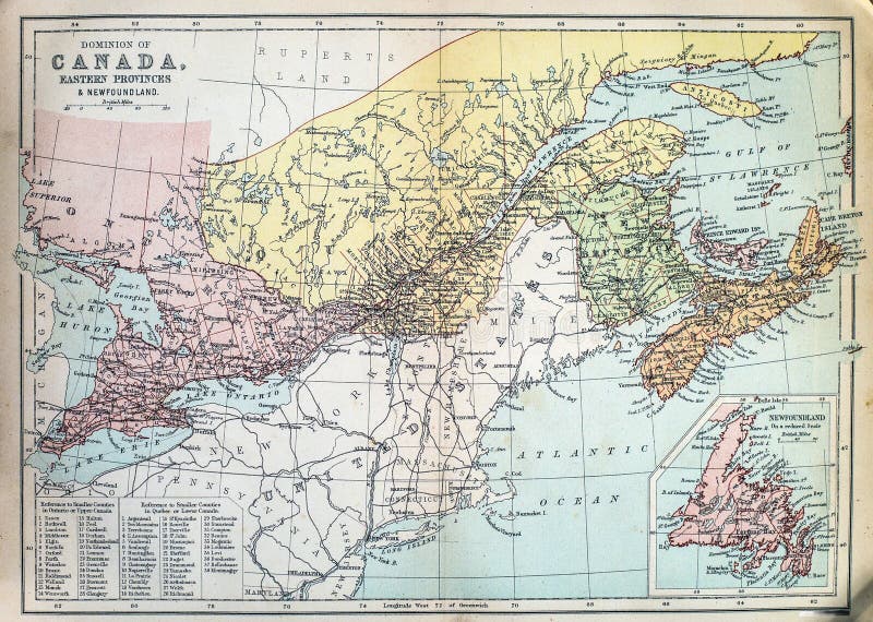 Antique Map of Canada stock photo. Image of newfoundland - 37050504