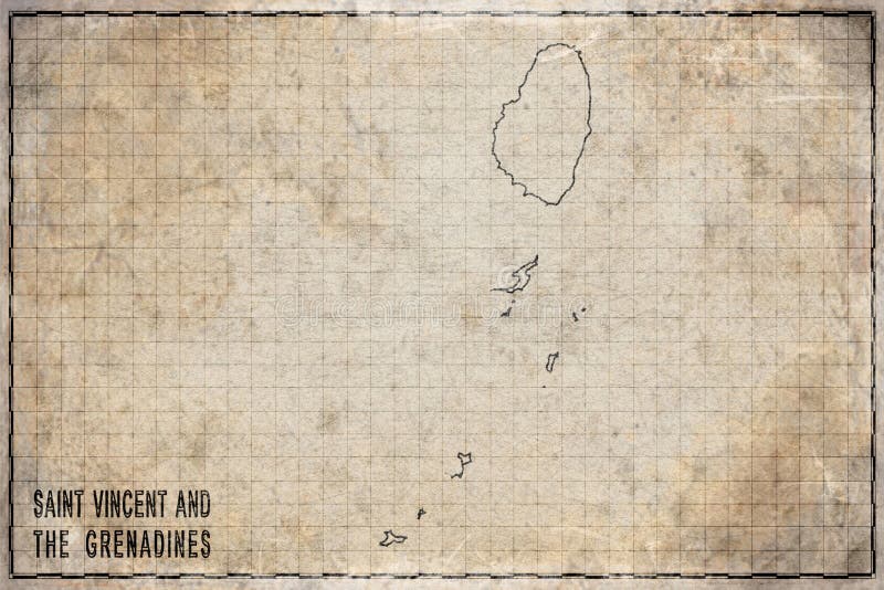 Antique Map of Saint Vincent and the Grenadines on Aged Paper stock illustration
