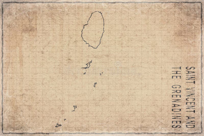 Antique Map of Saint Vincent and the Grenadines on Aged Paper vector illustration