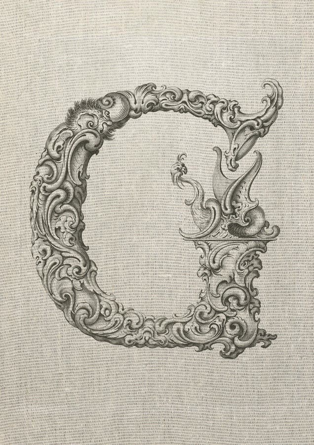 Antique Monogram Letter G stock illustration. Illustration of medieval ...