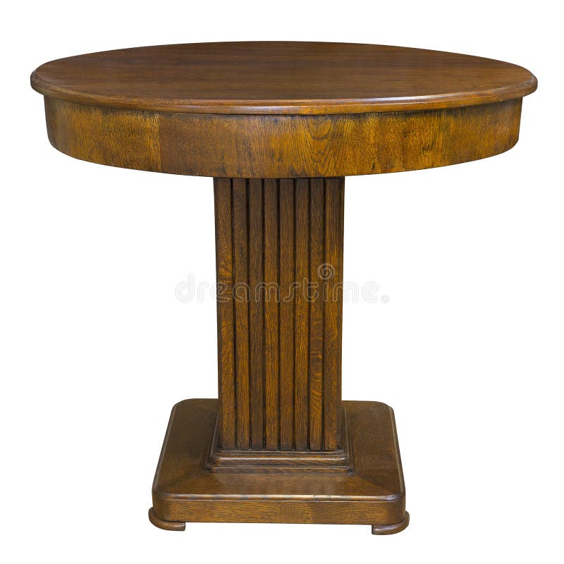 Antique Walnut Art Deco Dining Table White Background Stock Photos
