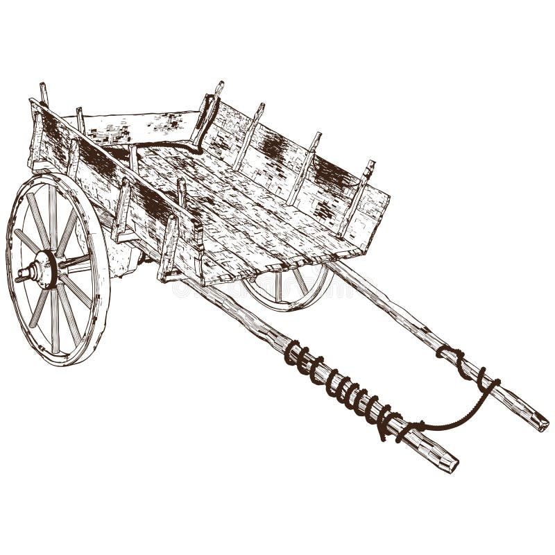 Antique Old Cart Wagon Vector. Cart Old Chariot Isolated on White ...