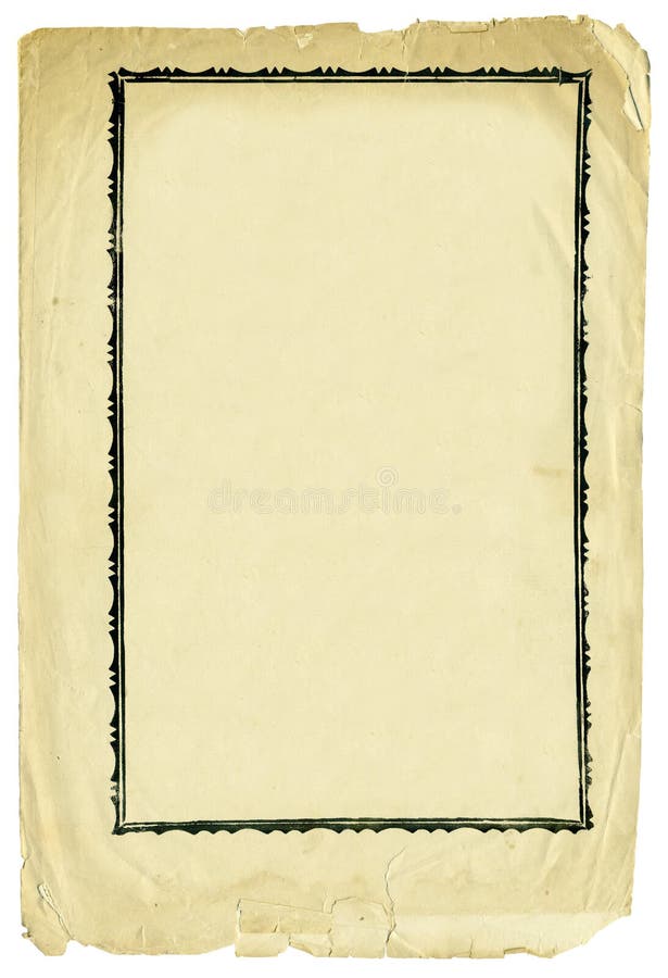 Antique Paper with Decorative Frame and Torn Edges Stock Image Image