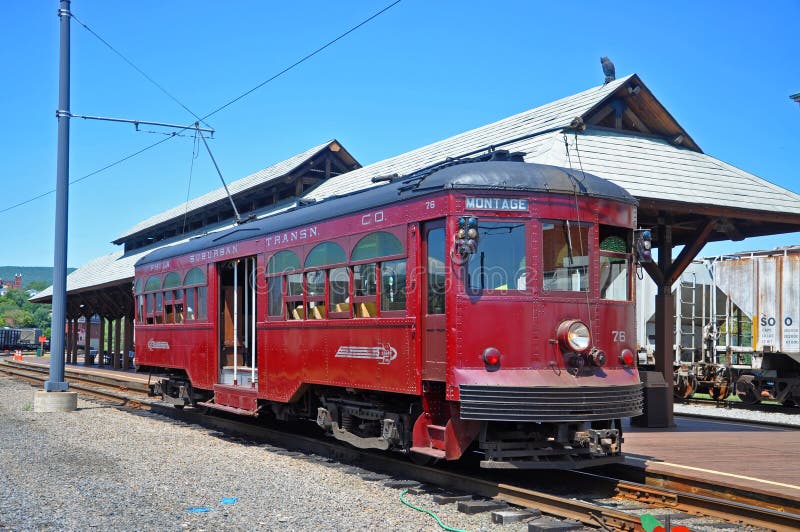 Antique Trolley at the platform, Scranton, PA, USA