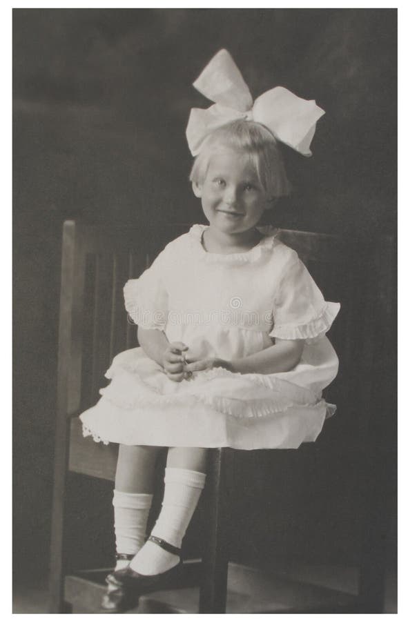 Antique photograph girl with big bow