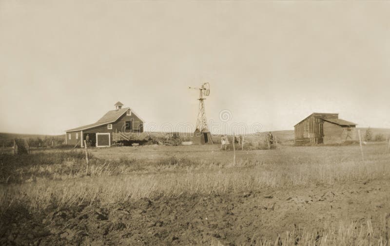 Antique photograph of homestead farmyard