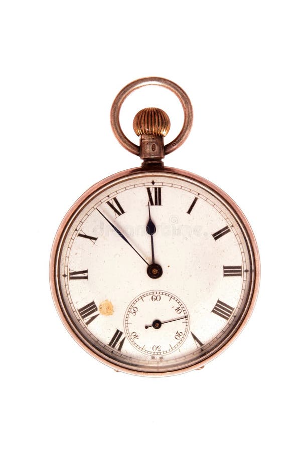 Antique pocket watch on white