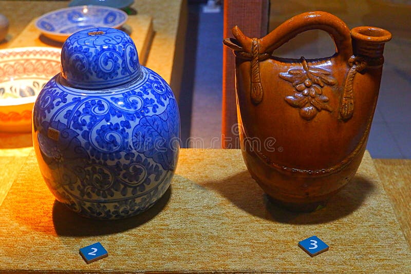 Antique Porcelain at Museum Stock Image Image of blue, pottery 267566703