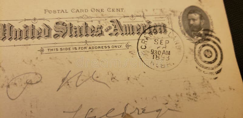 Antique Postal Card 1893 stock images Antique Postal Card 1893 stock images