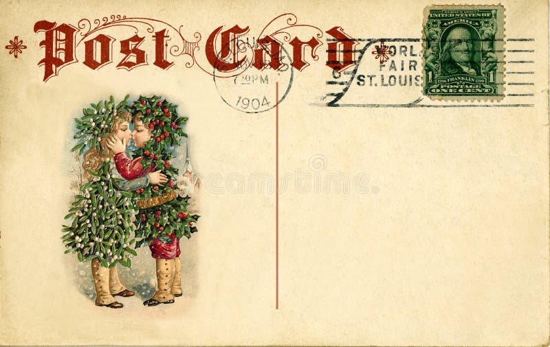 Postmarked 1904 vintage pohľadnice na vianoce dovolenku.