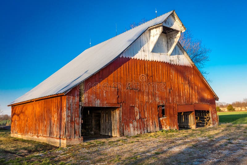 Antique Red Barn in Rural Missouri Stock Image Image of horizontal