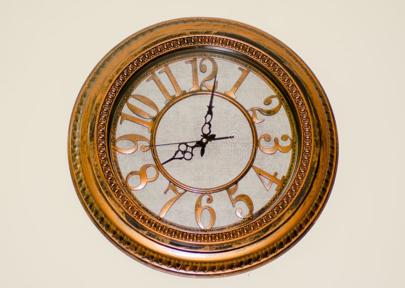 Antique Regulator Wall Clock Hanging on the Wall Stock Image Image of
