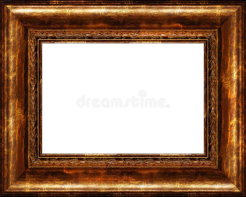 Antique rustic dark golden picture frame isolated stock photo Antique rustic dark golden picture frame isolated stock photo