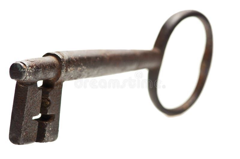 Antique rusty key stock image