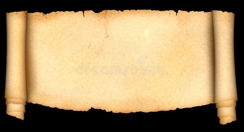 Antique Scroll Of Parchment On Black Background. Stock Illustration