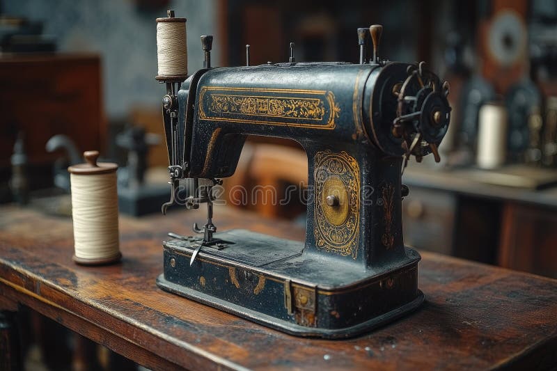 Antique sewing machine desk