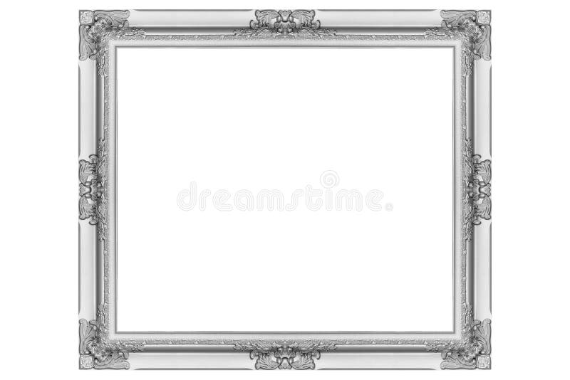 Antique Silver Carved Picture Frame Isolated on White Stock Image Image of silver, framework