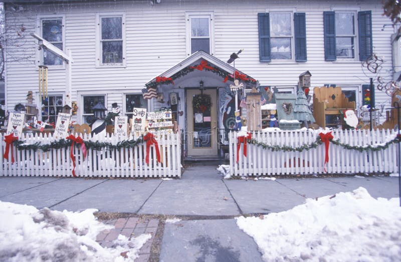 Antique Store  In Winter With Christmas  Decor  On Display In 