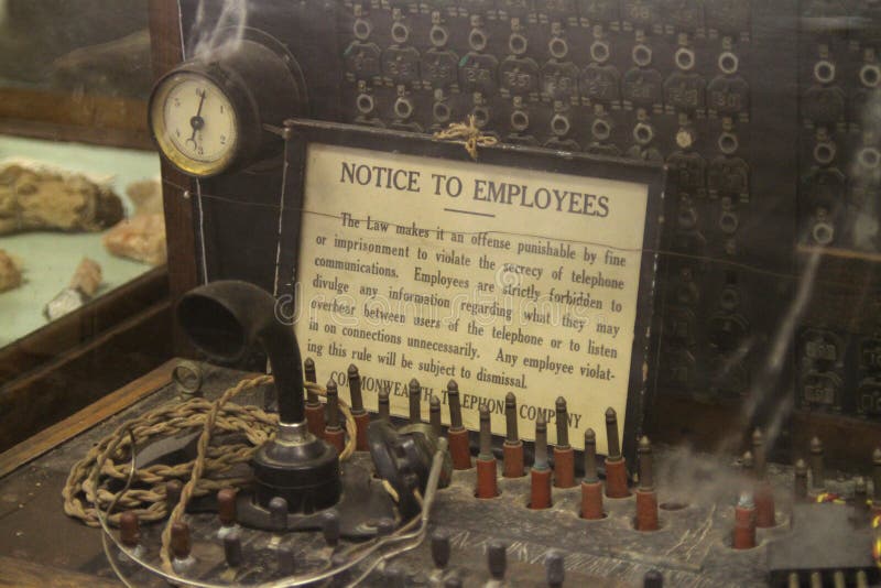 Antique telephone switch with sign royalty free stock photo Antique telephone switch with sign royalty free stock photo