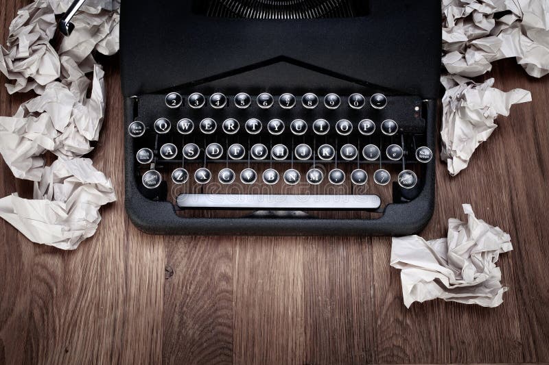 Antique Typewriter with Crumpled Paper Stock Photo Image of antique
