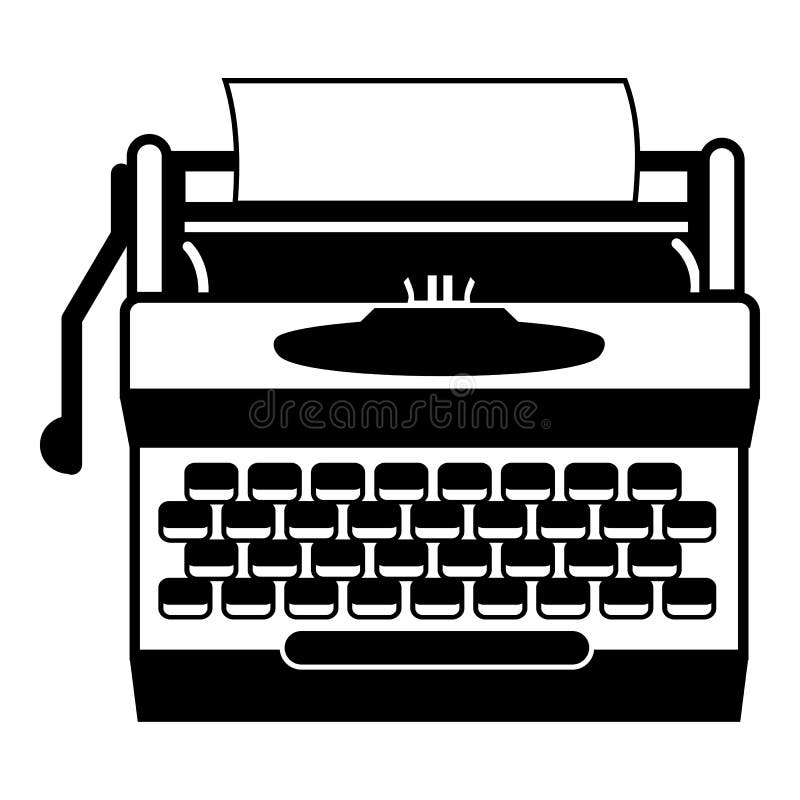 Antique typewriter icon, simple style stock illustration