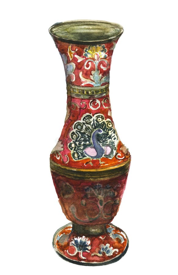 Antique vase with peacock