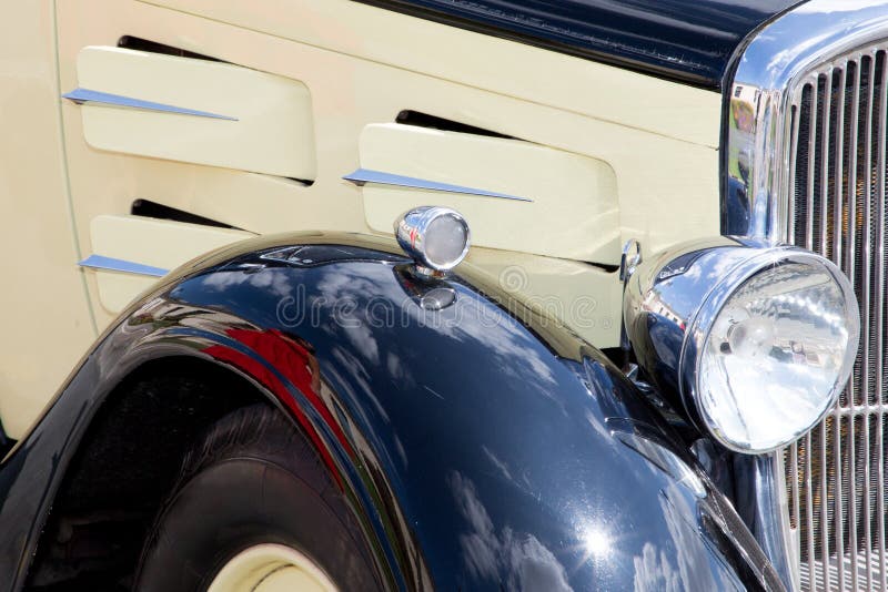 Antique vintage chrome car details retro royalty free stock images