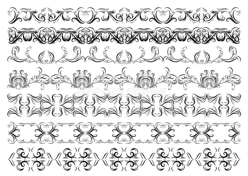 Antique vintage floral ornament set on white background. Vector vector illustration