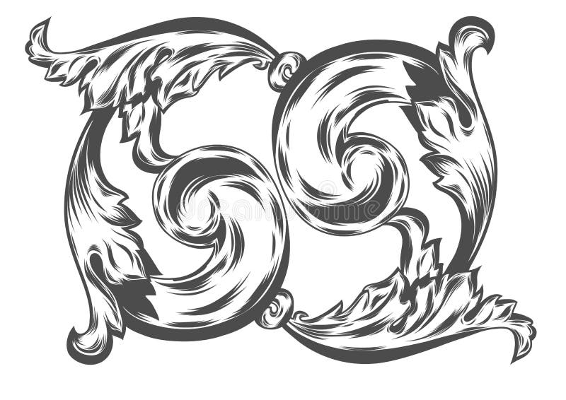 Antique vintage floral ornament on white background. royalty free illustration