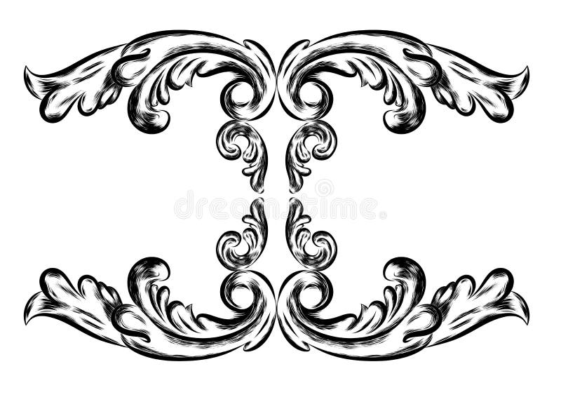 Antique vintage floral ornament on white background. Vector royalty free illustration