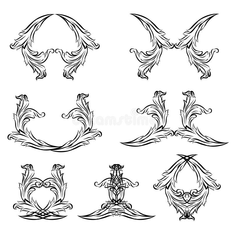 Antique vintage floral ornament on white background. Vector royalty free illustration