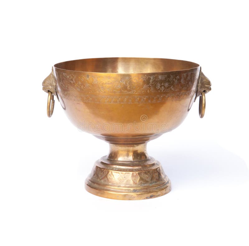 Antique vintage gold, brass bowl stock images
