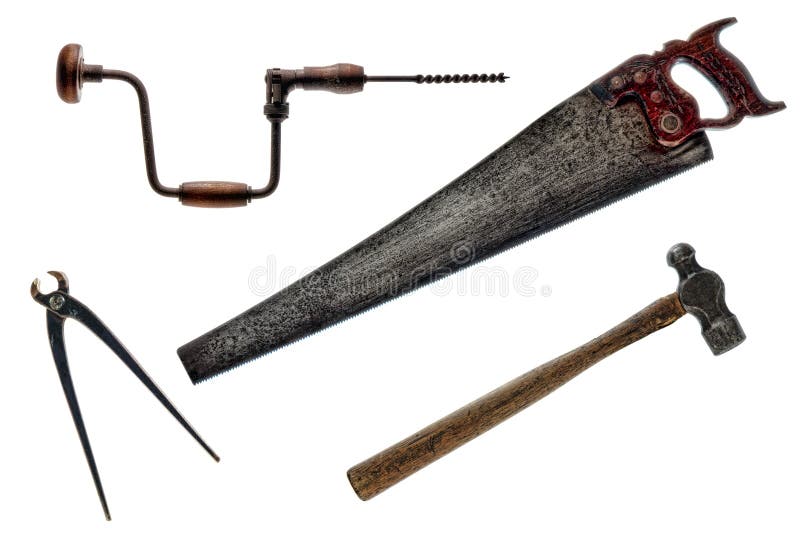 Antique Vintage Old Tools Collection Isolated royalty free stock images Antique Vintage Old Tools Collection Isolated royalty free stock images