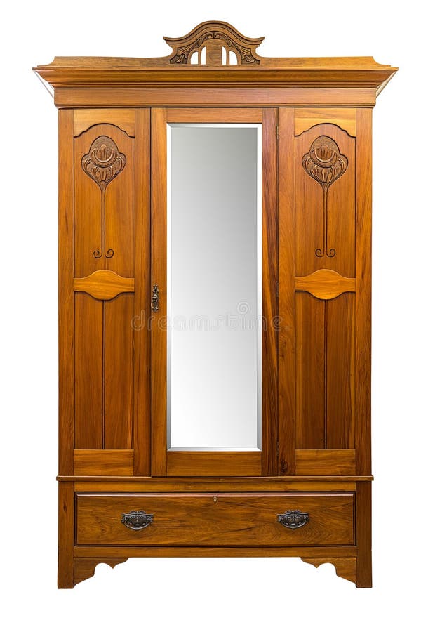 Antique Wood Wardrobe Isolated On White Stock Photo Image of closet, object 99267014