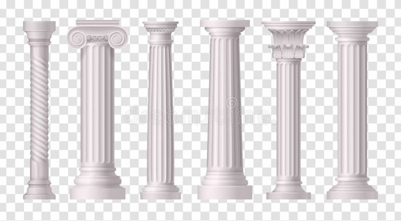 Antique White Columns Transparent Icon Set