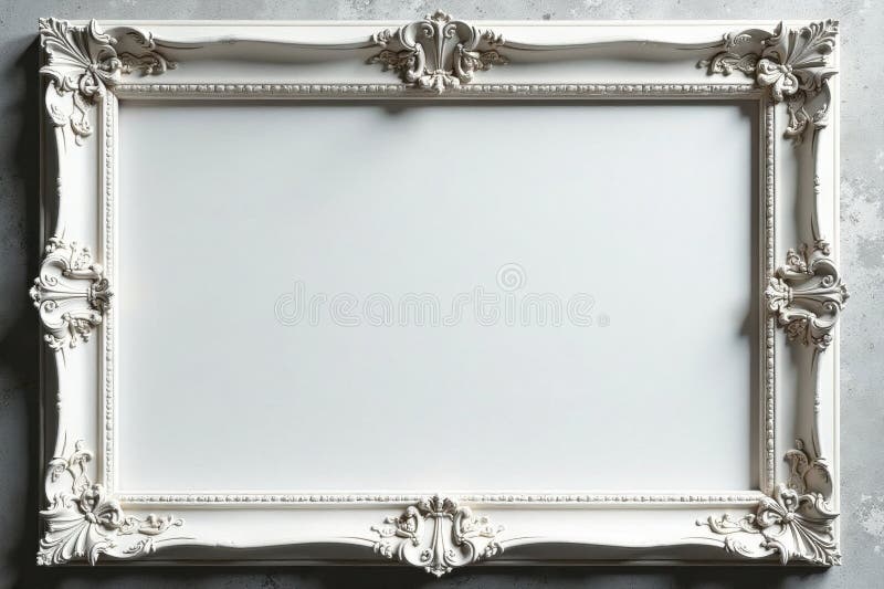 Antique white frame, gray backdrop Elegant, aged texture , border, monochrome royalty free illustration