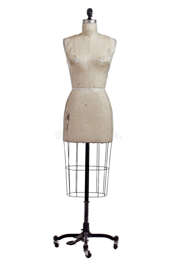 Antique Wire and Linen Dress Form on Stand Stock Photo Image of
